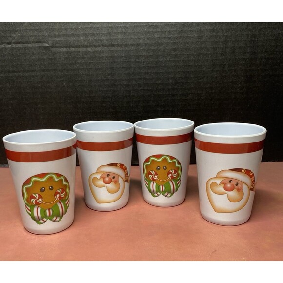 Citrus Grove Melamine Kids Tumbler Cup Santa Claus & Gingerbread Man Holidays - Picture 1 of 15